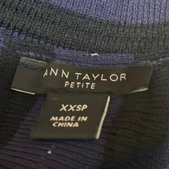 Ann Taylor Purple Black Long Bell Sleeve Mock Neck Mini Sweater Dress Size XXS - Picture 4 of 5